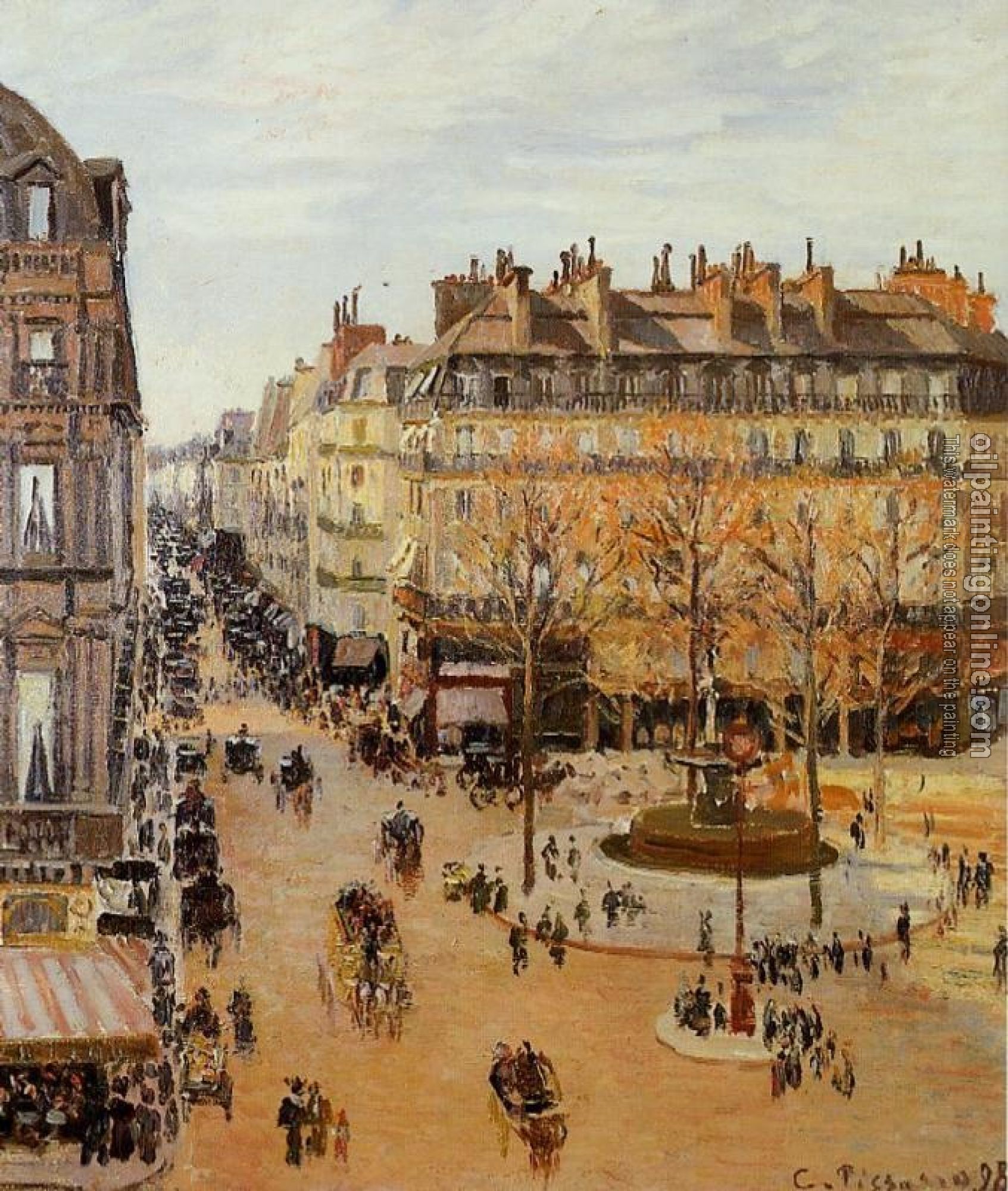 Pissarro, Camille - Rue Saint-Honore, Sun Effect, Afternoon